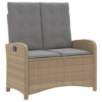 GARTENBANK Verstellbar mit Kissen Beige Poly Rattan - Beige, Kunststoff (105/93/59cm) - furnicato