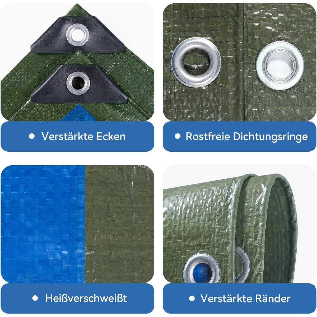 ABDECKPLANE 5 m x 6 m 75GSM HDPE mit UV-Schutz Grün/Blau - Multicolor, Kunststoff (38/28/6cm)