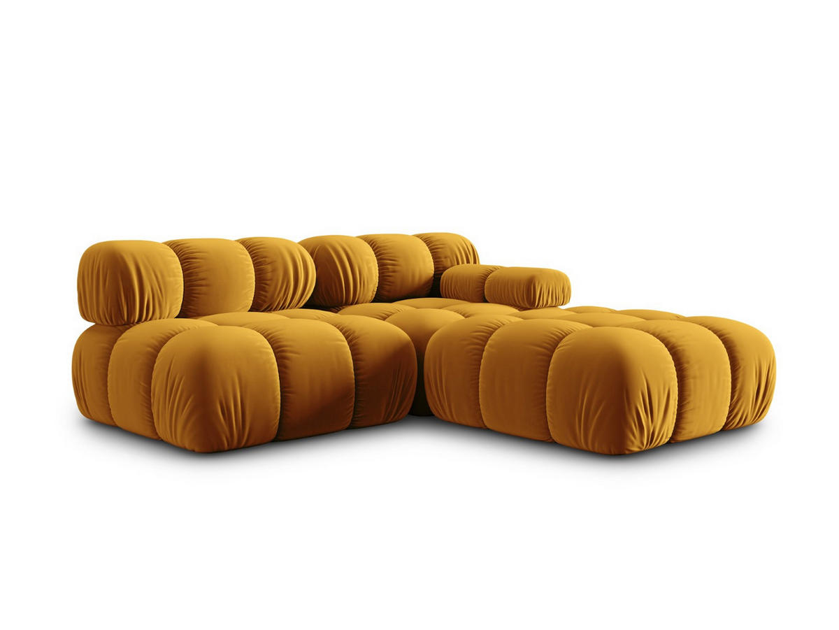 MODULARES-SOFA links Bellis aus Samt gelb 4 Sitzplätze - Gelb, Textil (94/63/282cm) - Micadoni