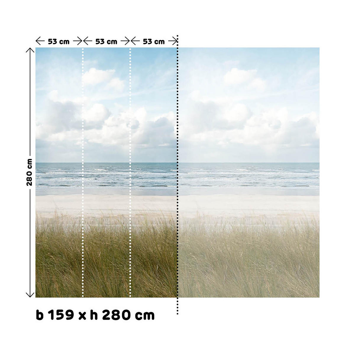 FOTOTAPETE Strand 280x159cm - Blau, Papier/Kunststoff (159/1cm) - Sublime