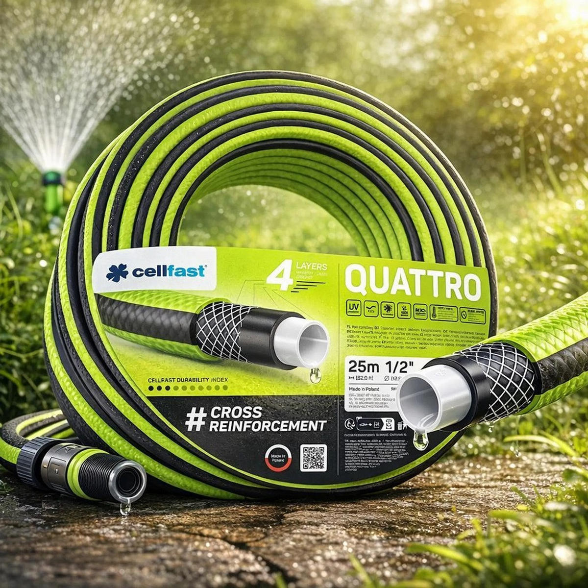 GARTENSCHLAUCH QUATTRO 1/2" 25 m - Transparent, Kunststoff (2500cm) - Cellfast
