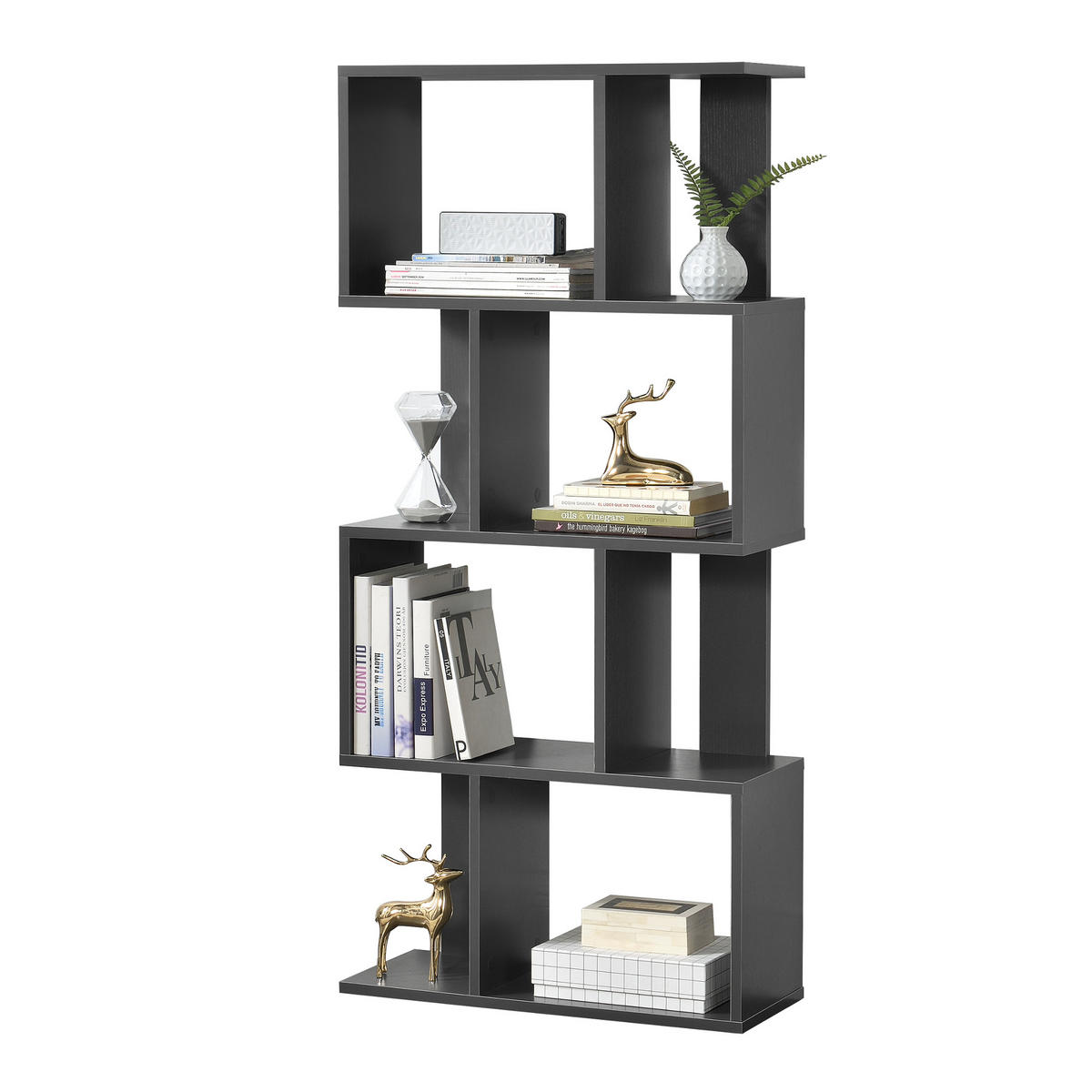 BÜCHERREGAL Brattahlid - Dunkelgrau, Holzwerkstoff (60/130/24cm) - [en.casa]