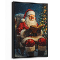 LEINWAND Bilder mit Rahmen - Weihnachtsmann - Weihnachten - Winter - Weihnachtsbaum - 20x30 - Bordeaux, Textil (20/30cm) - MuchoWow