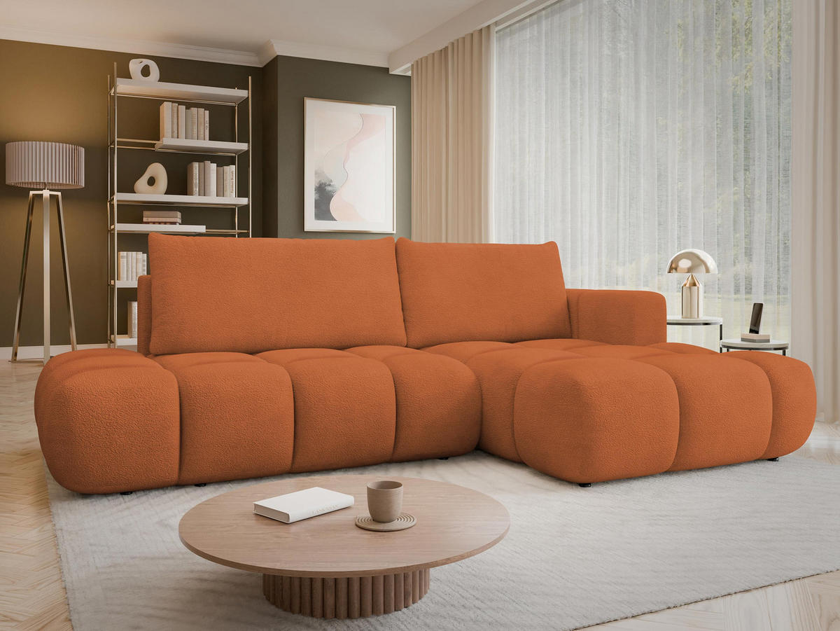 ECKSOFA Soffi, Seite: Rechts - Schwarz/Orange, Holz/Kunststoff (283/166cm) - MIRJAN24