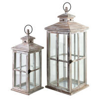 LATERNE Levi 2er Set beige 25/25/64 cm Holz - Beige, Holz (25/64/25cm) - Mondex