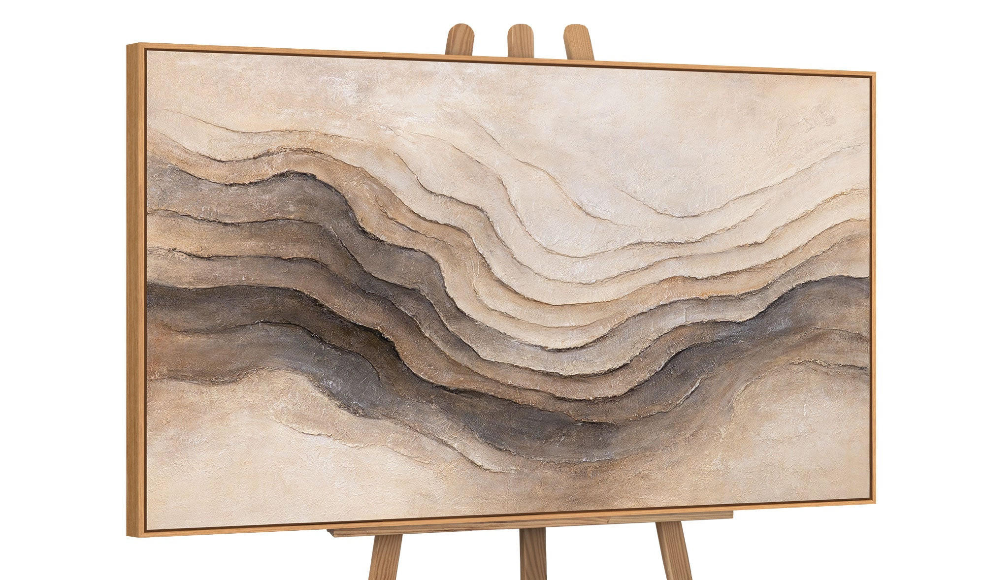 GEMÄLDE Erinnerung der Erde Schattenfugenrahmen Eichefarben 140x100 cm - Eichefarben, Holz (140/100cm) - YS-art gallery