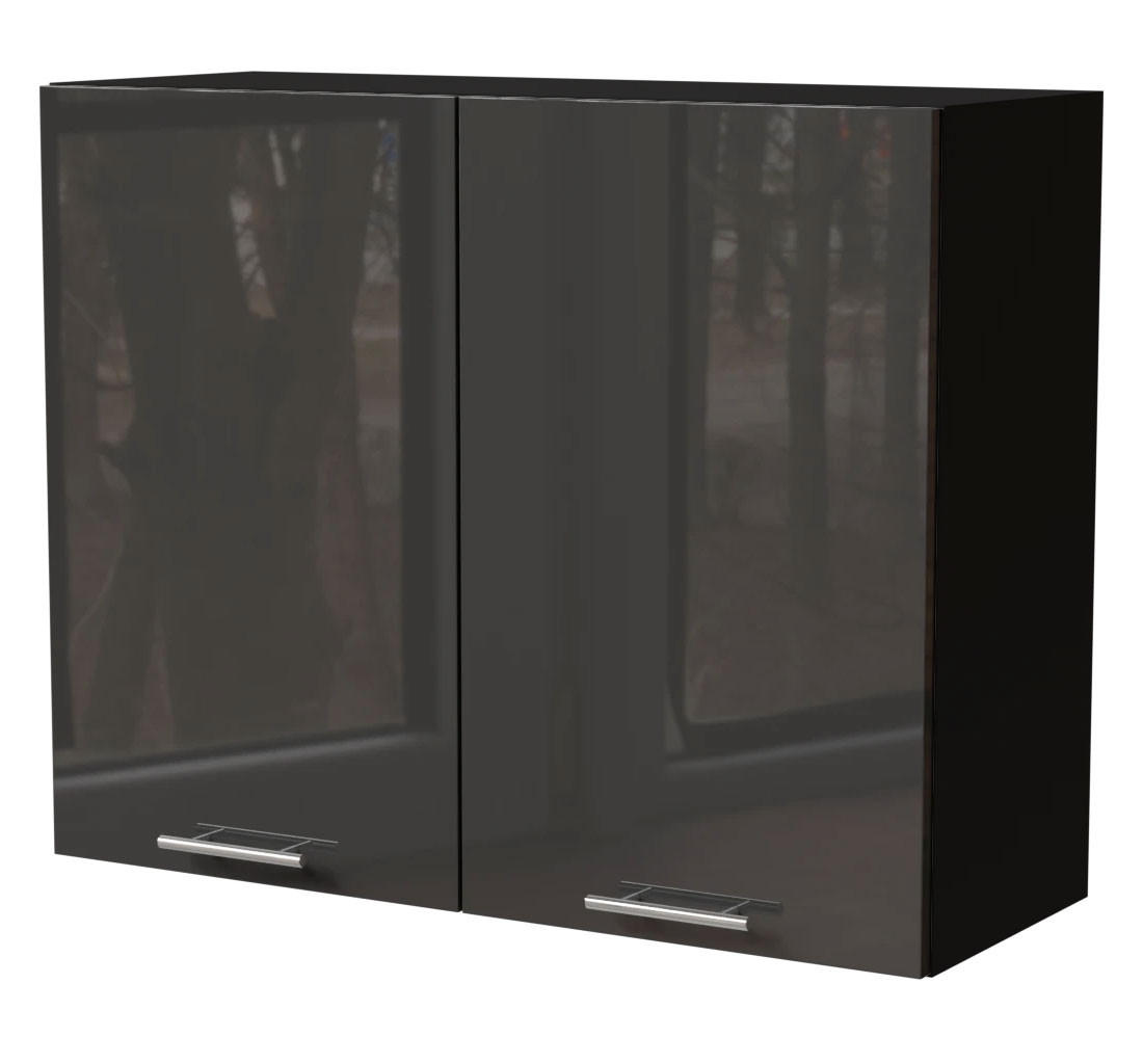 Feldmann-Wohnen Küchenhängeschrank Graphit, Schwarz 90x72x32.5 cm