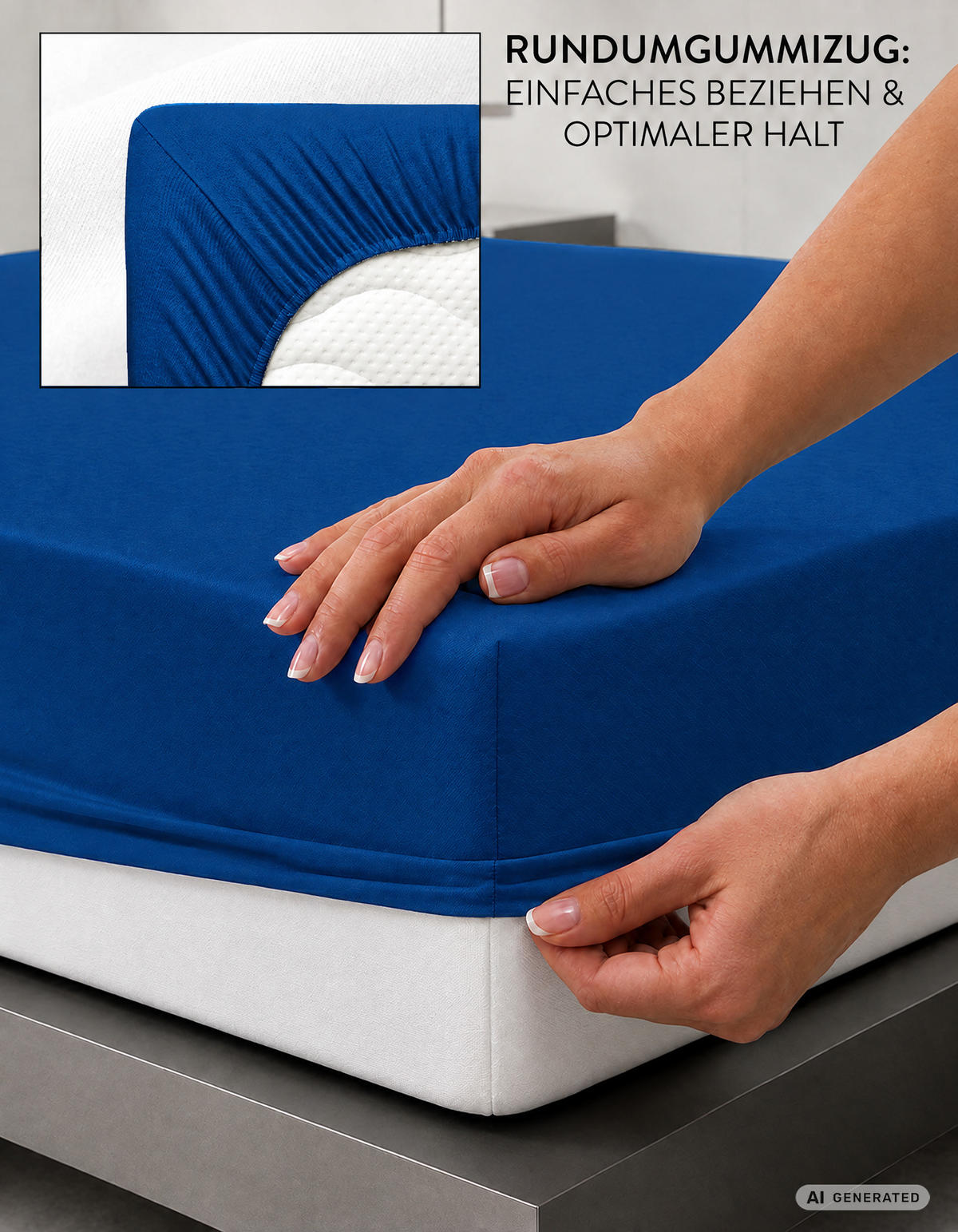 SPANNBETTTUCH Basic Jersey dunkelblau, 140x200 cm - 160x200 cm - Dunkelblau, Textil (160/200cm) - Castell