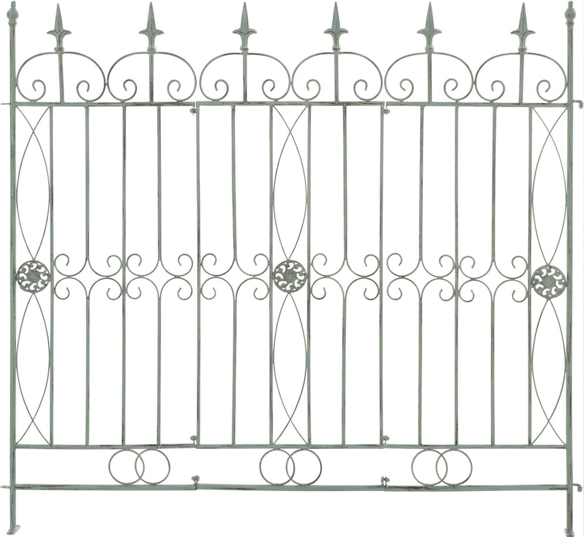 GARTENZAUN Metall Antik-Grün - Grün, Metall (124/116cm) - CLP