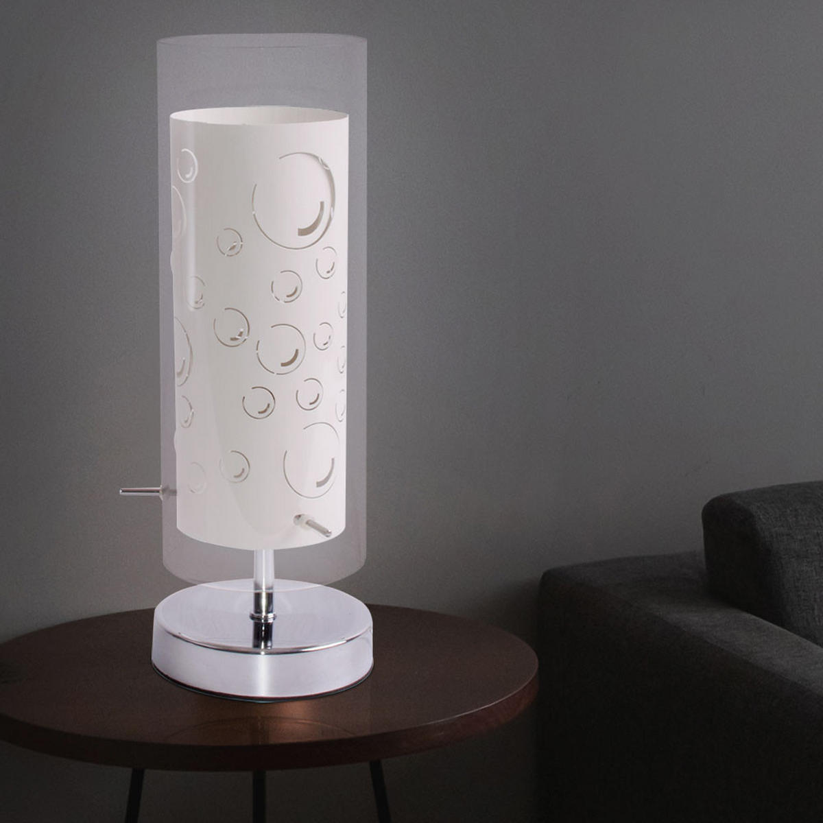 LED TISCHLEUCHTE ESMA Weiß Glas - Weiß, Glas (12/12/34cm)