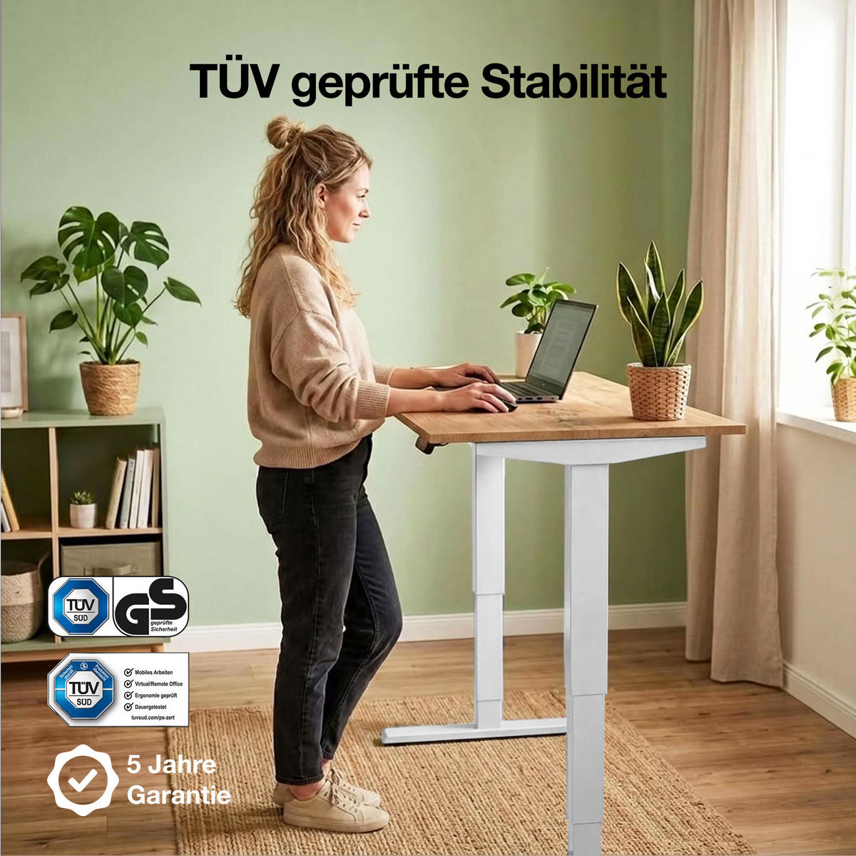 SCHREIBTISCHGESTELL Elektrisch höhenverstellbares Schreibtischgestell /62-127cm Signalweiß - Weiß, Metall (117/25/23cm) - ASSMANN