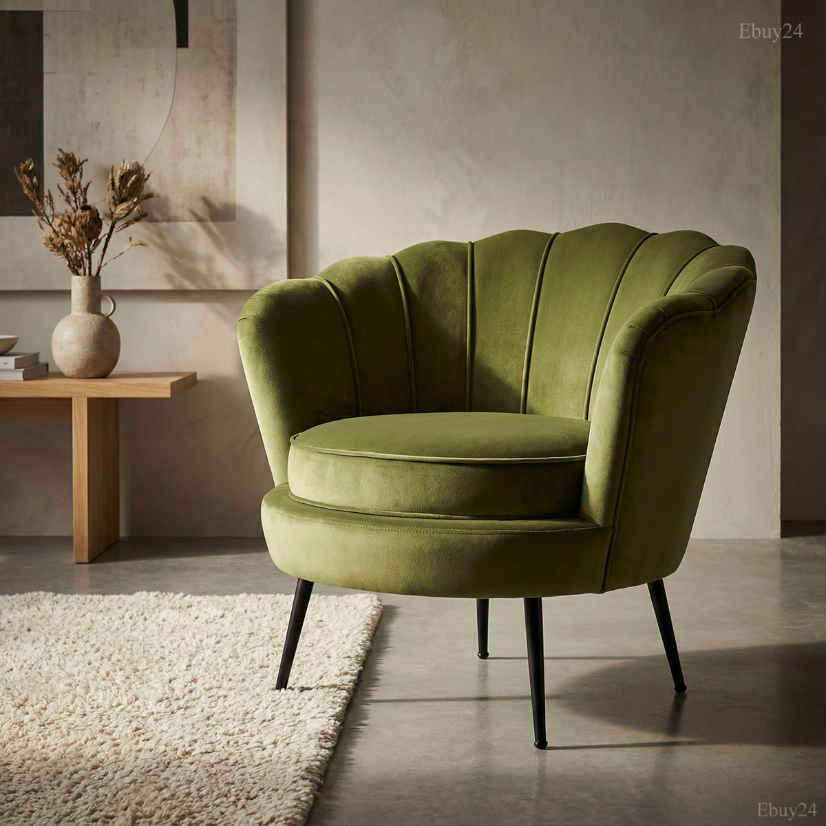SESSEL Nice Velours Grün - Grün, Textil/Metall (83/75/76cm) - ebuy24