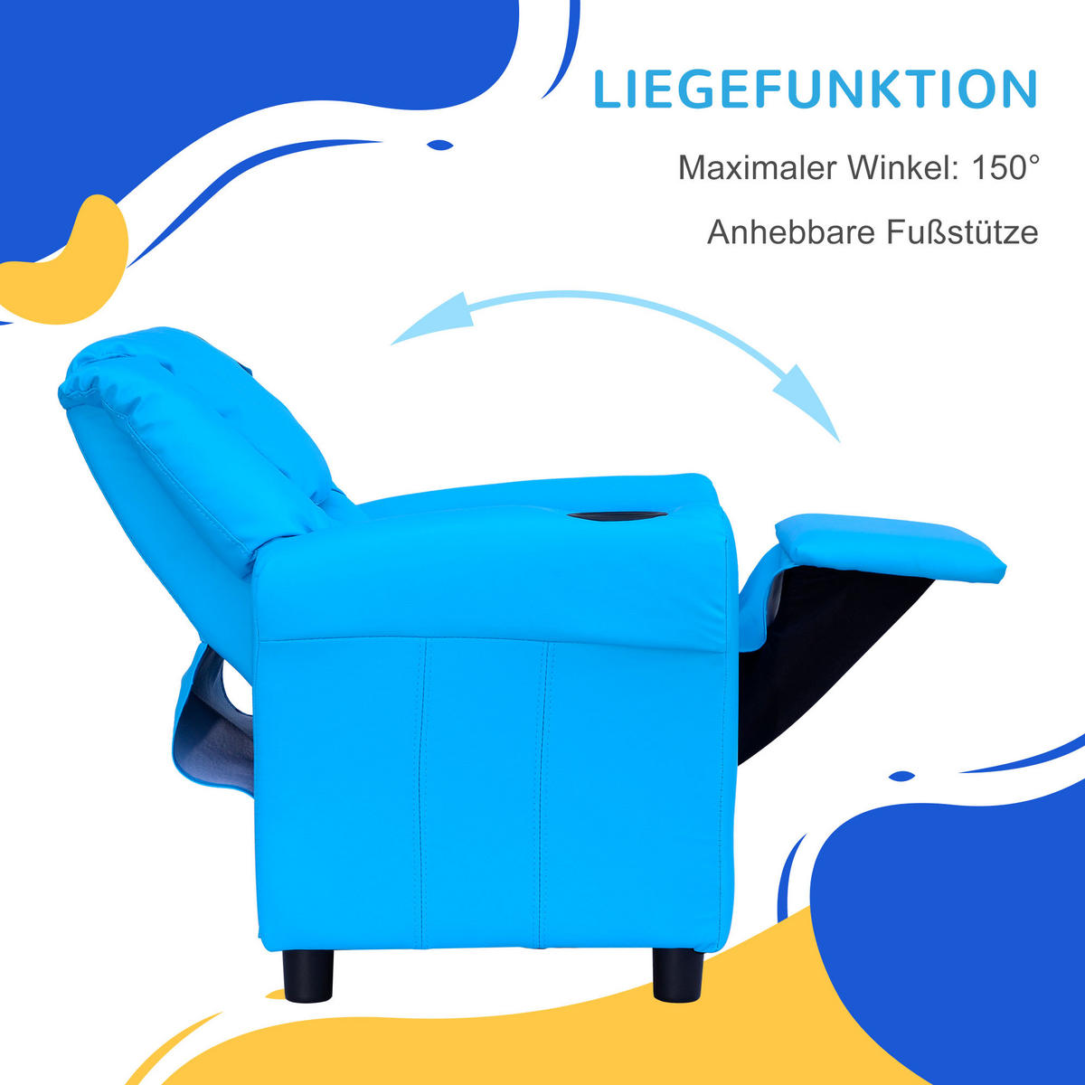 KINDERSESSEL, Blau, Schaumstoff, Metall - Blau, Kunststoff (52/69/62cm) - HOMCOM