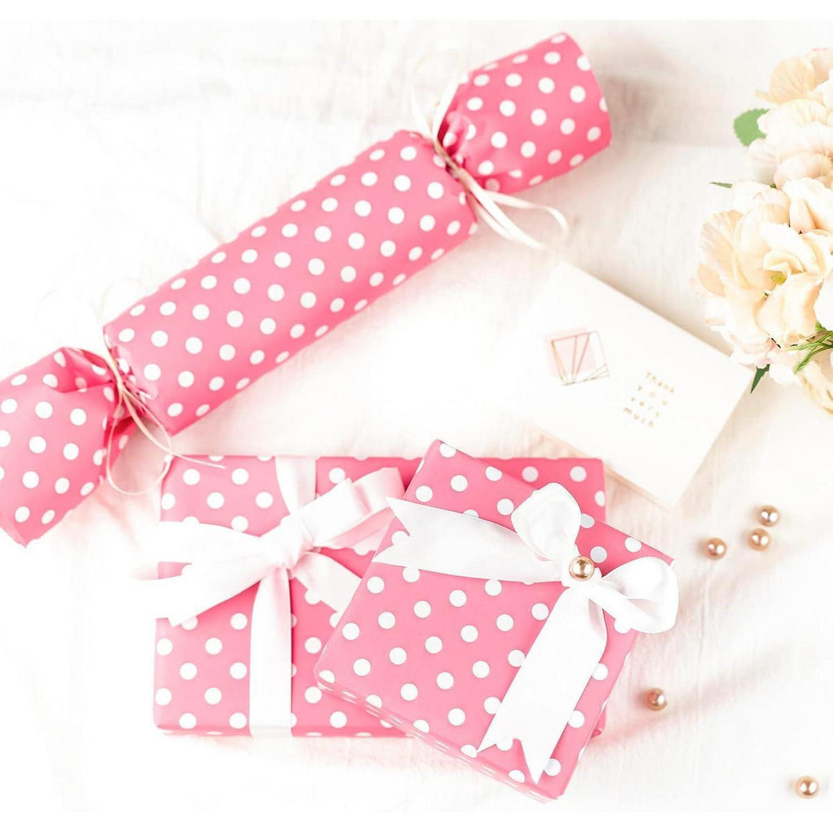 GESCHENKPAPIERROLLE Wendbar Rosa/Punkte 43,2 cm x 10 m - Rosa, Papier (43.2/43.2/43.2cm)
