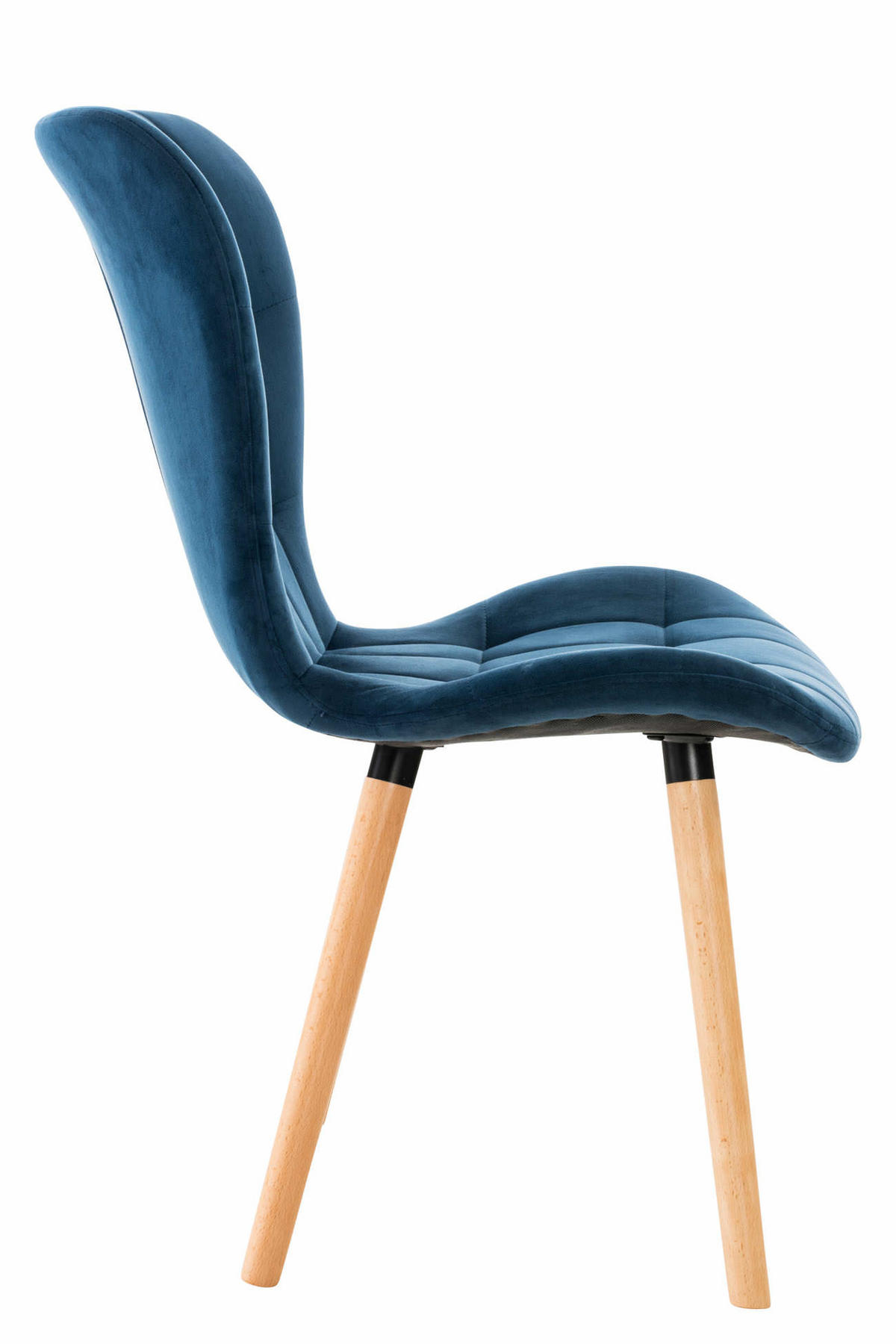 STUHL Samt blau - Blau/Eukalyptusholzfarben, Holz/Textil (50/88/63cm) - CLP