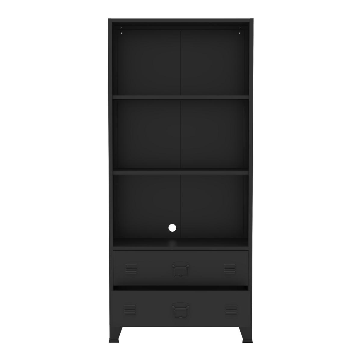BÜCHERREGAL Hammarland - Schwarz, Metall (80/180/40cm) - [en.casa]