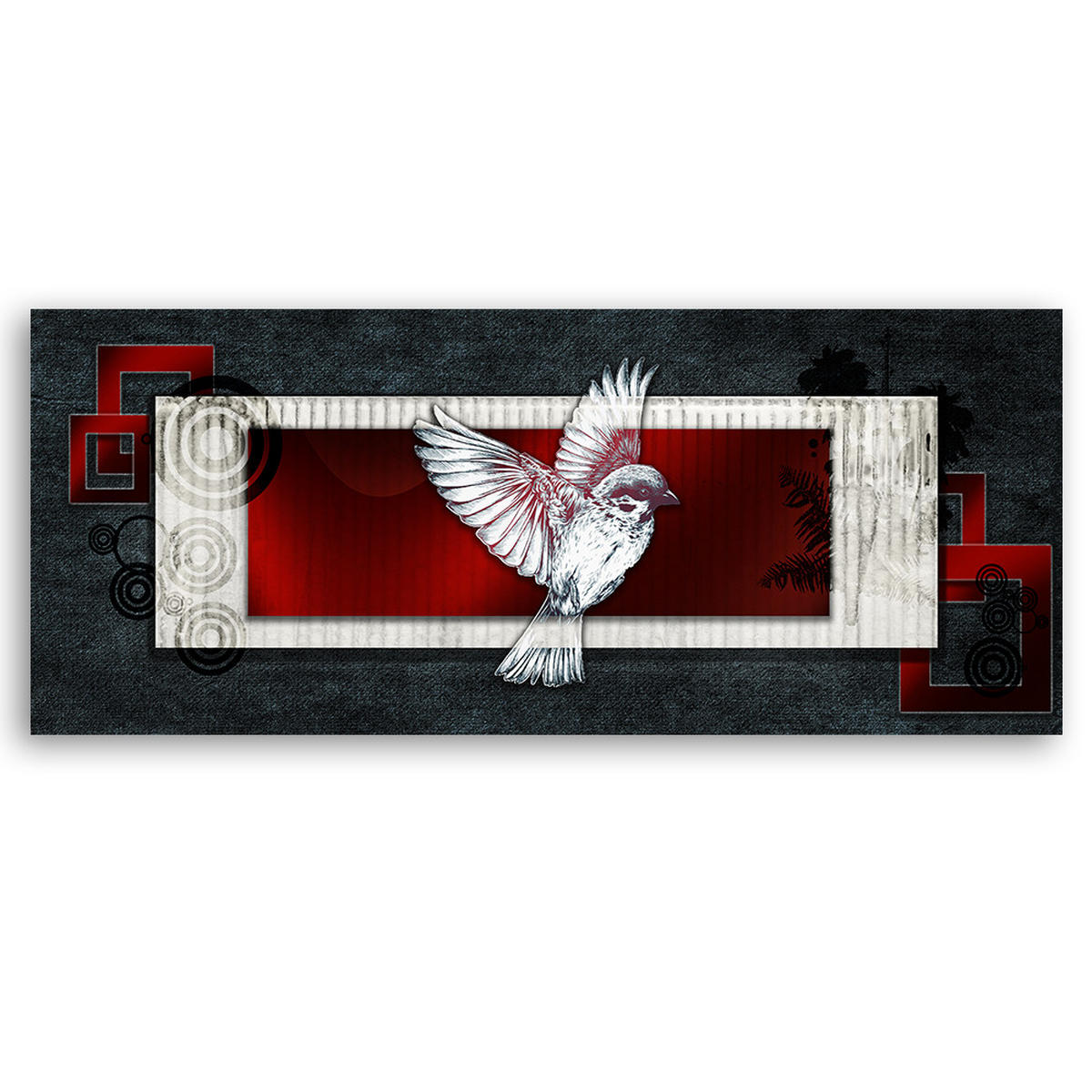 WANDBILD vogel auf dunklem hintergrund - Grau, Textil (90/30cm) - Feeby