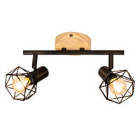 DECKENSTRAHLER Brythvin 28/9.2/15.3 cm - Schwarz/Braun, Holz/Metall (28/9.2/15.3cm) - ZMH