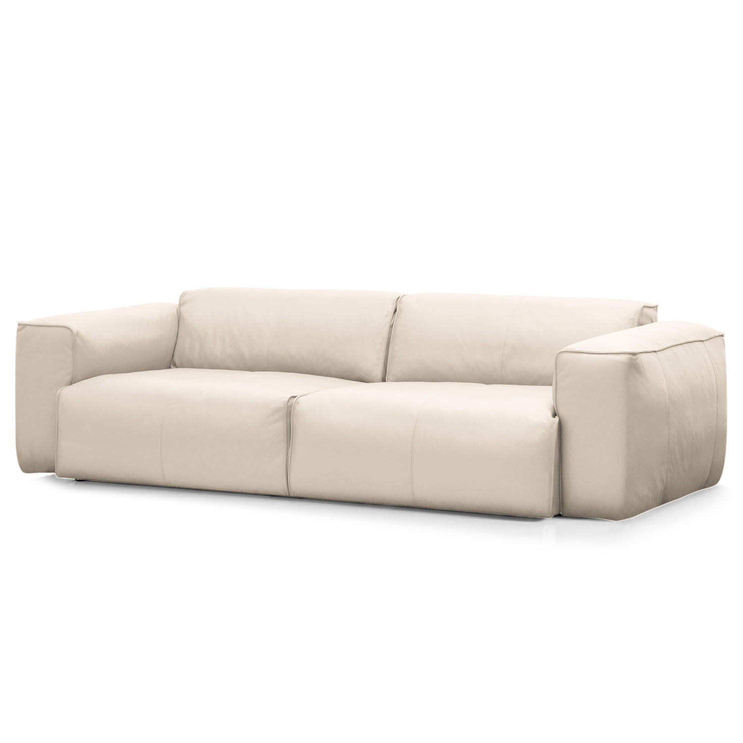 3-SITZER SOFA - Schwarz/Hellblau, Leder (251/71/102cm) - home24