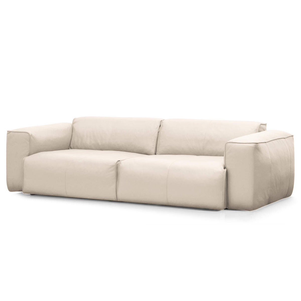 3-SITZER SOFA - Schwarz/Hellblau, Leder (251/71/102cm) - home24