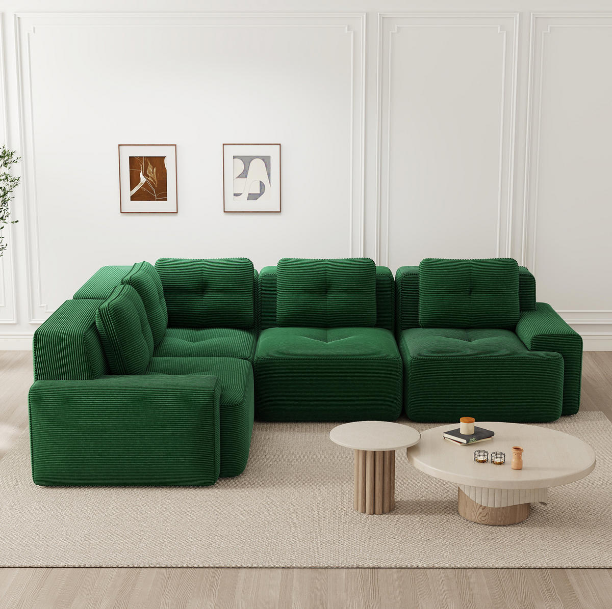 ECKSOFA modular Cord Grün - Grün, Kunststoff (104/382cm) - Meubliv