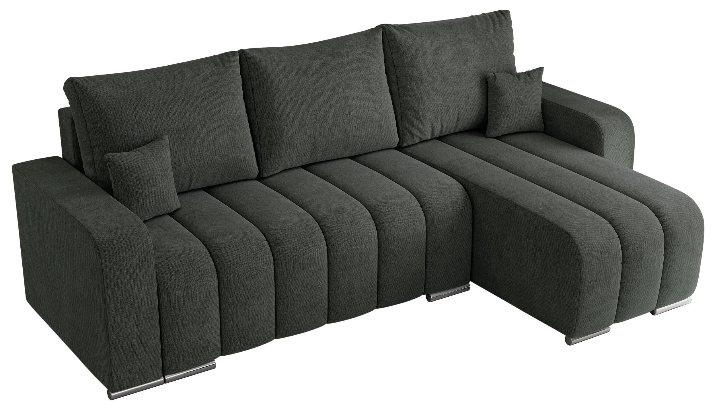 ECKSOFA KIRASSO L Dunkelgrau Stukture - Dunkelgrau/Grau, Textil (245/147cm) - MKS