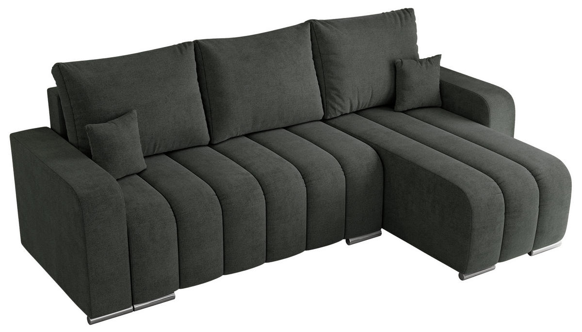 ECKSOFA KIRASSO L Dunkelgrau Stukture - Dunkelgrau/Grau, Textil (245/147cm) - MKS