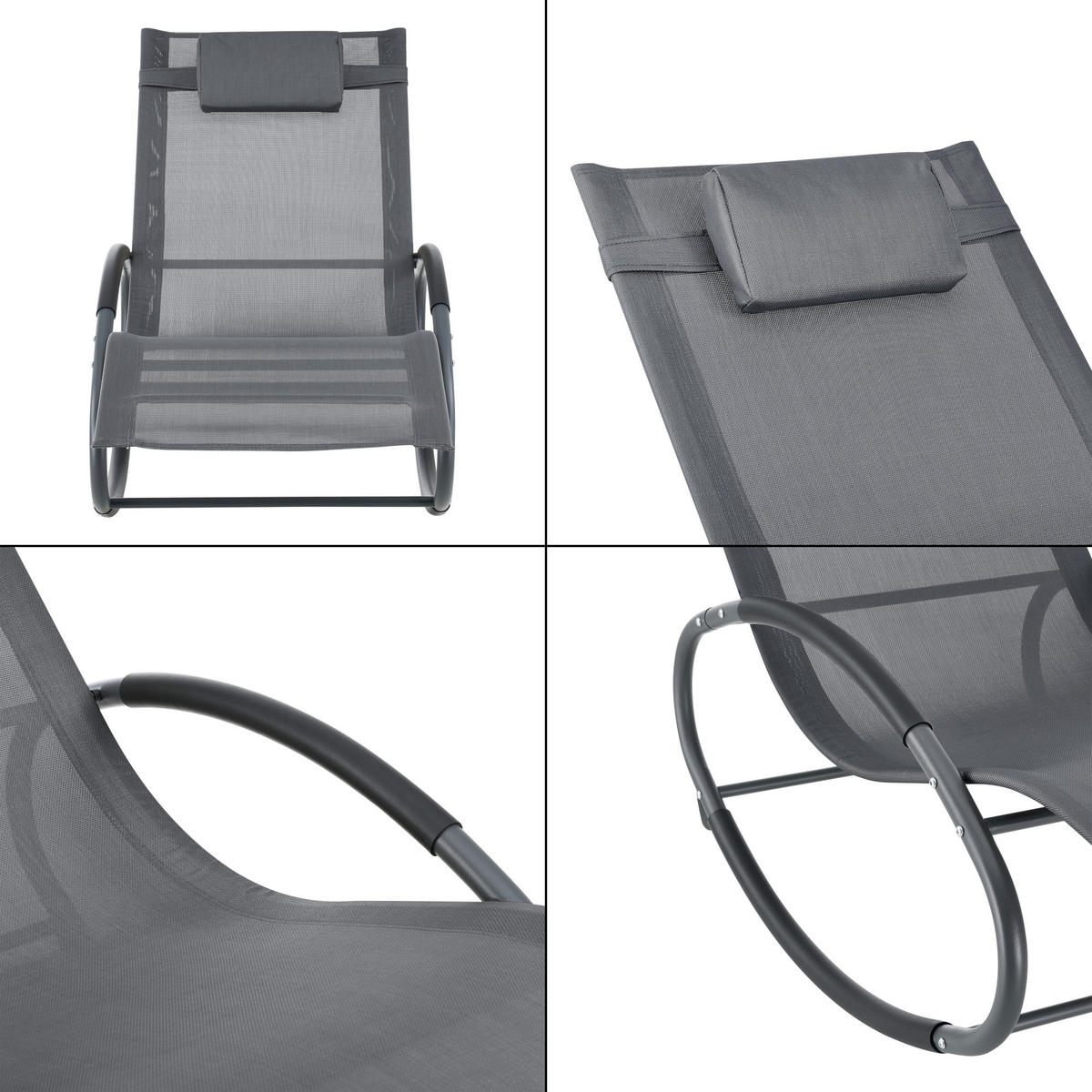 SCHAUKELLIEGE Almaluez - Dunkelgrau, Metall (153/80.5/63cm) - [en.casa]