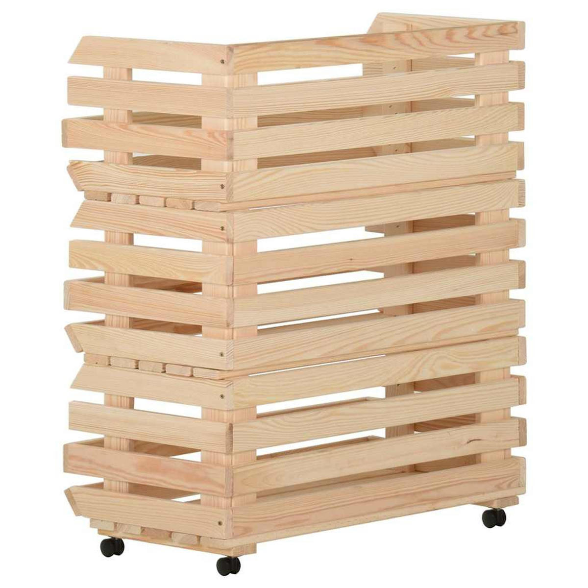 GEMÜSEWAGEN 77/30/80 cm Braun Massivholz Kiefer - Braun, Holz (30/80/77cm) - vidaXL
