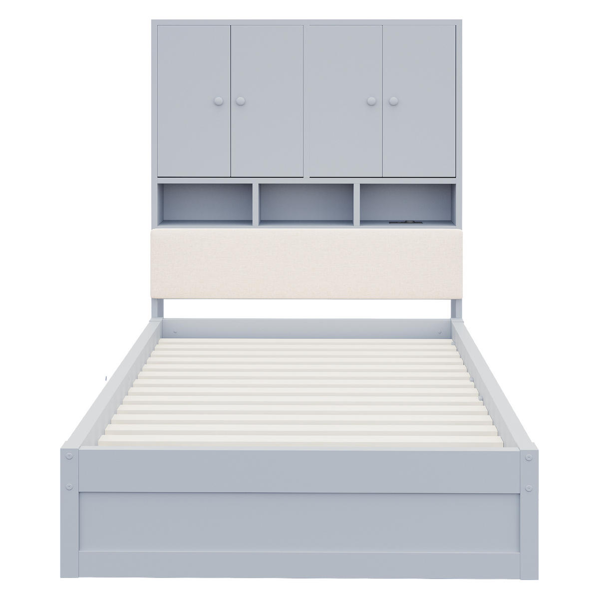 STAURAUMBETT 90/200 cm mit Stauraum, LED und 2 Schubladen, DE-41627, in Grau - Grau, Holzwerkstoff (90/200cm) - ComfortXL