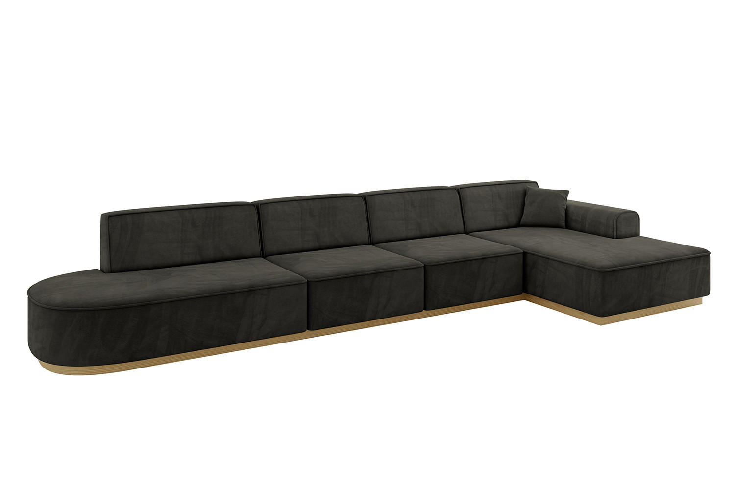 ECKSOFA Ottomane Rechts IREA-L3-v2 - 403x165x81 cm Schwarz - Schwarz, Holzwerkstoff/Textil (403/165cm) - ALTDECOR