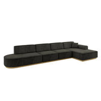 ECKSOFA Ottomane Rechts IREA-L3-v2 - 403x165x81 cm Schwarz - Schwarz, Holzwerkstoff/Textil (403/165cm) - ALTDECOR