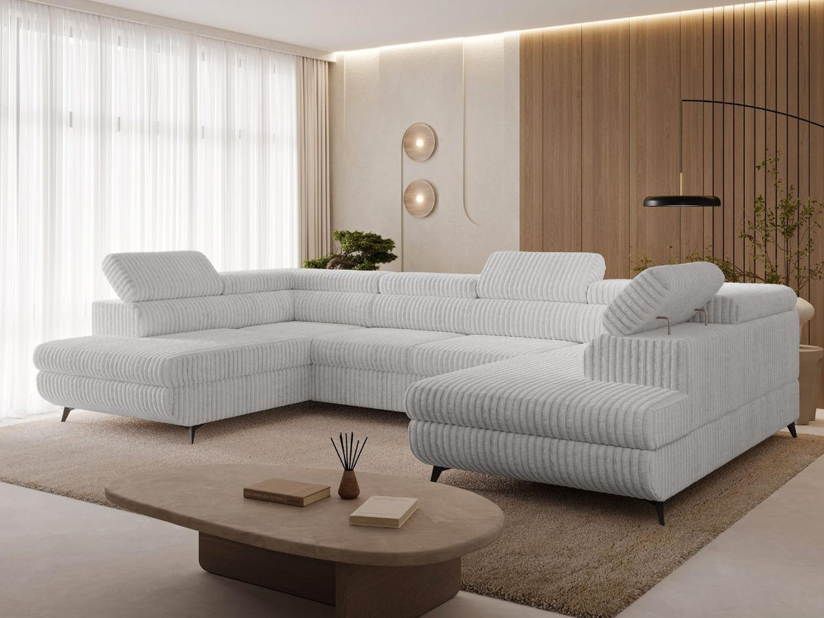 ECKSOFA U Argon Grau - Schwarz/Grau, Holz/Textil (322/190cm) - Graingold