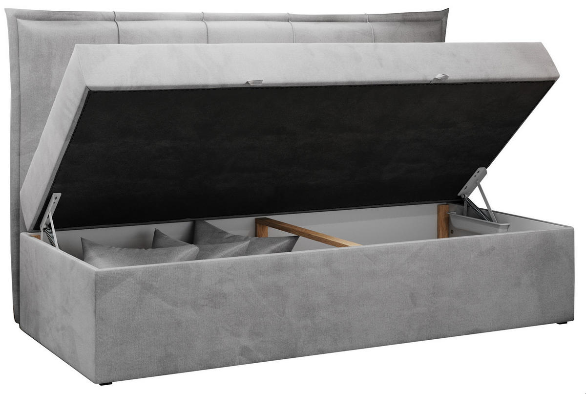 BOXBETT BANCO 90/200 Hellgrau Velvet hydrophob - H3 - Hellgrau, Holz/Textil (90/200cm) - MKS