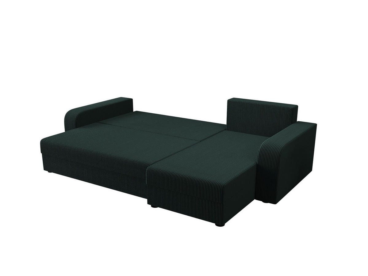 ECKSOFA HEWLET L BIS Zoom 10 Rechts mit Schlaffunktion - Dunkelgrün, Textil (240/140cm) - Bedante