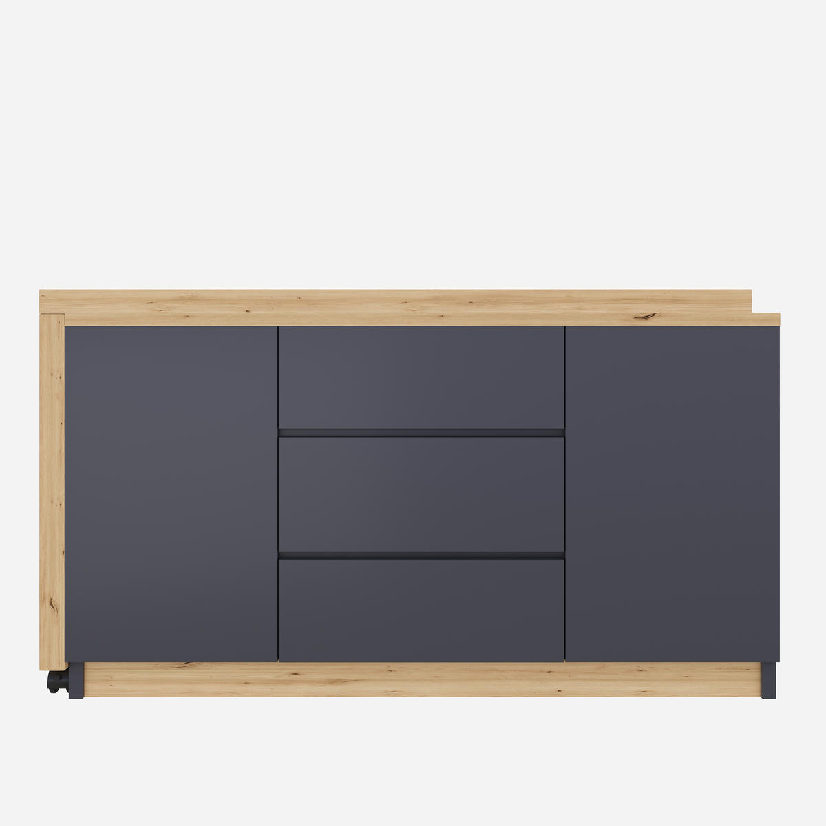 SCHREIBTISCH Rollen drehbar 4 cm Tischplatte Grau Eiche multifunktional - Multicolor, Holzwerkstoff (120/50/76.5cm) - FLIEKS