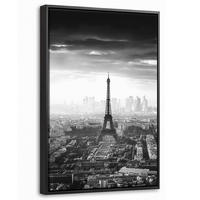 LEINWAND Bilder mit Rahmen - Paris - Skyline - Eiffelturm - Stadt - Wolken - 20x30 - Dunkelgrau, Textil (20/30cm) - MuchoWow