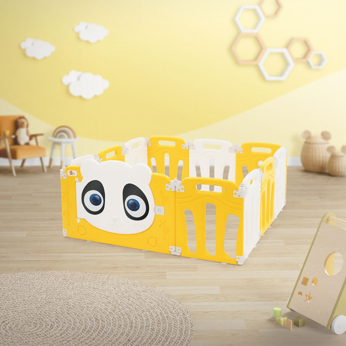 LAUFGITTER Baby faltbar 120 x 120 cm - Gelb, Kunststoff (120/53/120cm) - Joyz