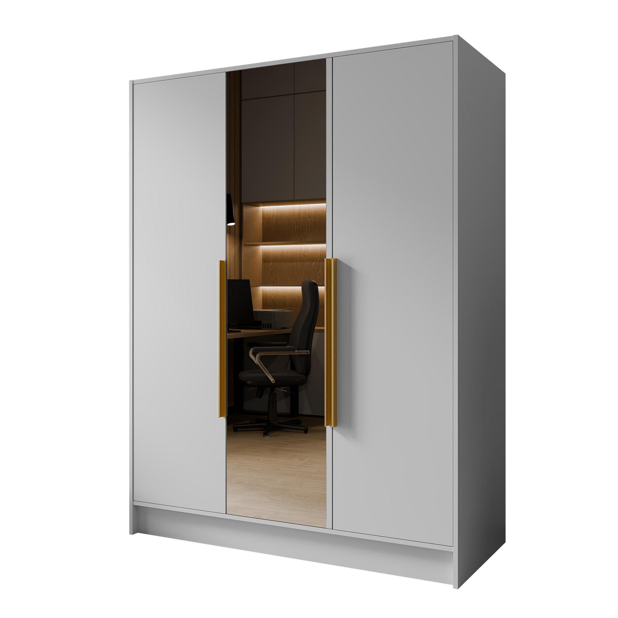 FLÜGELTÜRENSCHRANK LUSSO - Goldfarben/Weiß, Holzwerkstoff (150/200/51cm) - Meblini