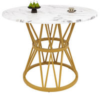 ESSTISCH 100/100/76 cm in Gold mit MDF-Tischplatte in Marmoroptik - Goldfarben, Holzwerkstoff (100/100/76cm) - Flora Grace