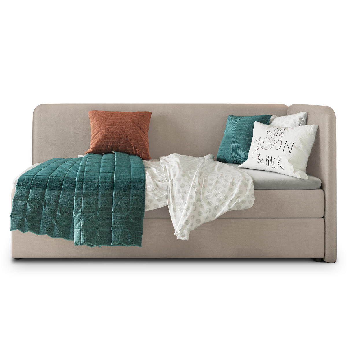 POSTEL BOXSPRING GINA 80x200 cm, s matrací a úložným prostorem, béžová - béžová, kompozitní dřevo/textil (80/200cm) - MASSENO