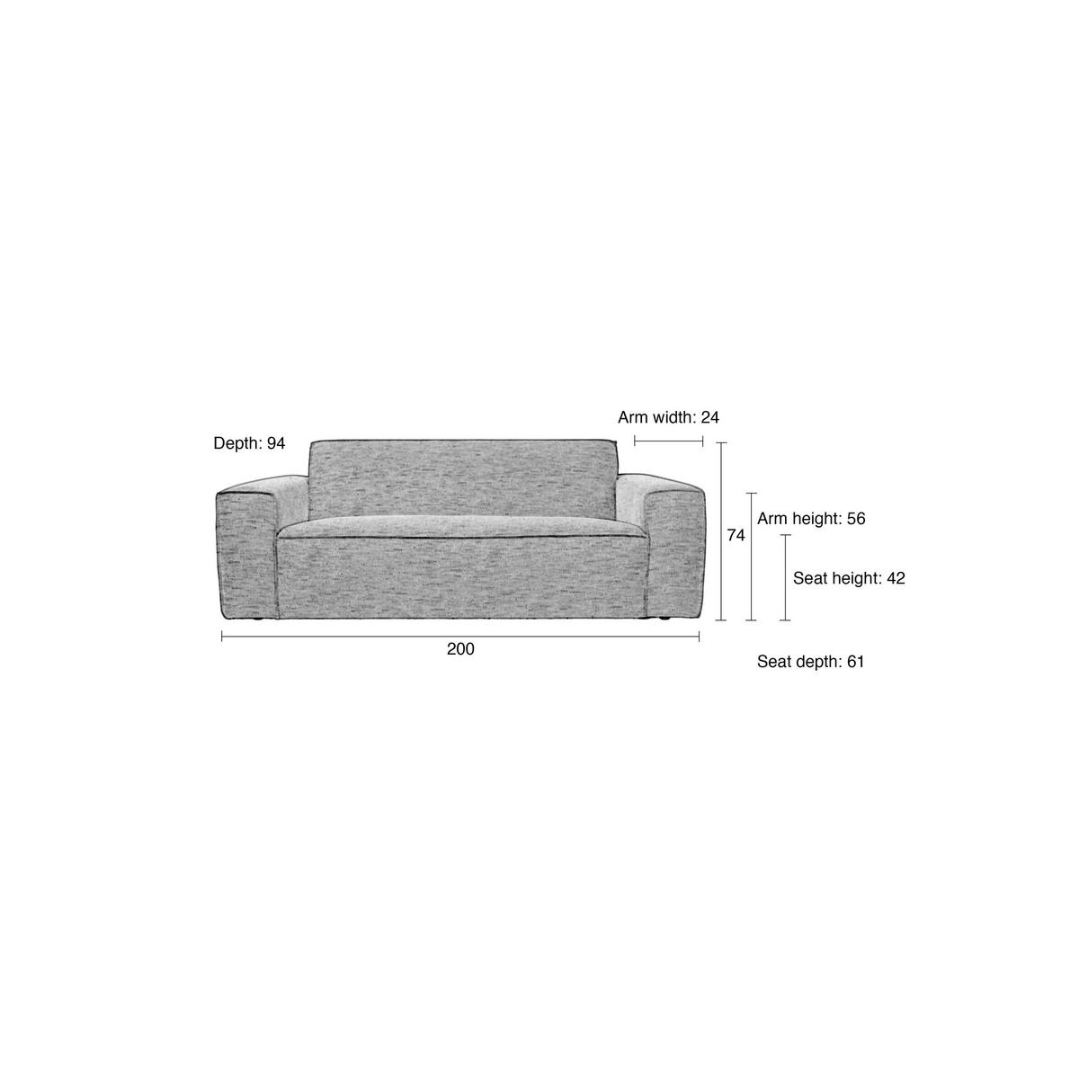 SOFA 2,5-SITZER Bor Latte/ Beige - Beige/Braun, Textil (200/74/94cm) - Zuiver