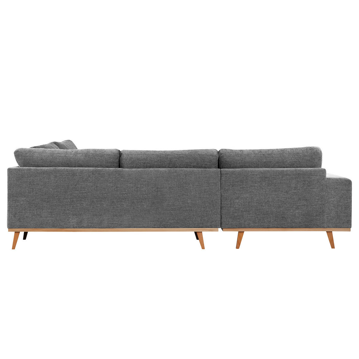 ECKSOFA mit Ottomane - Dunkelgrau/Buchefarben, Buchenholz/Textil (287/219cm) - home24