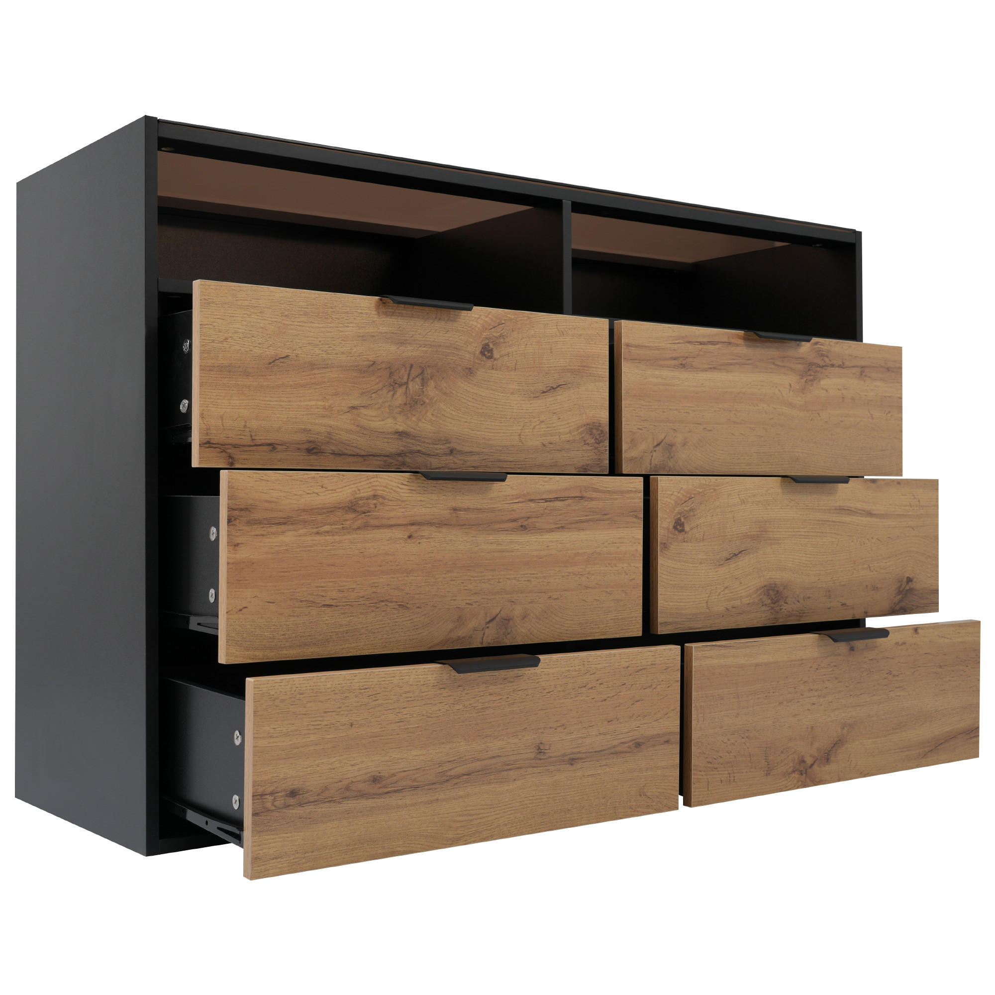 SIDEBOARD Braun und Schwarz 120/40/80 cm - Braun, Glas/Holzwerkstoff (40/80/120cm) - Urban Meuble