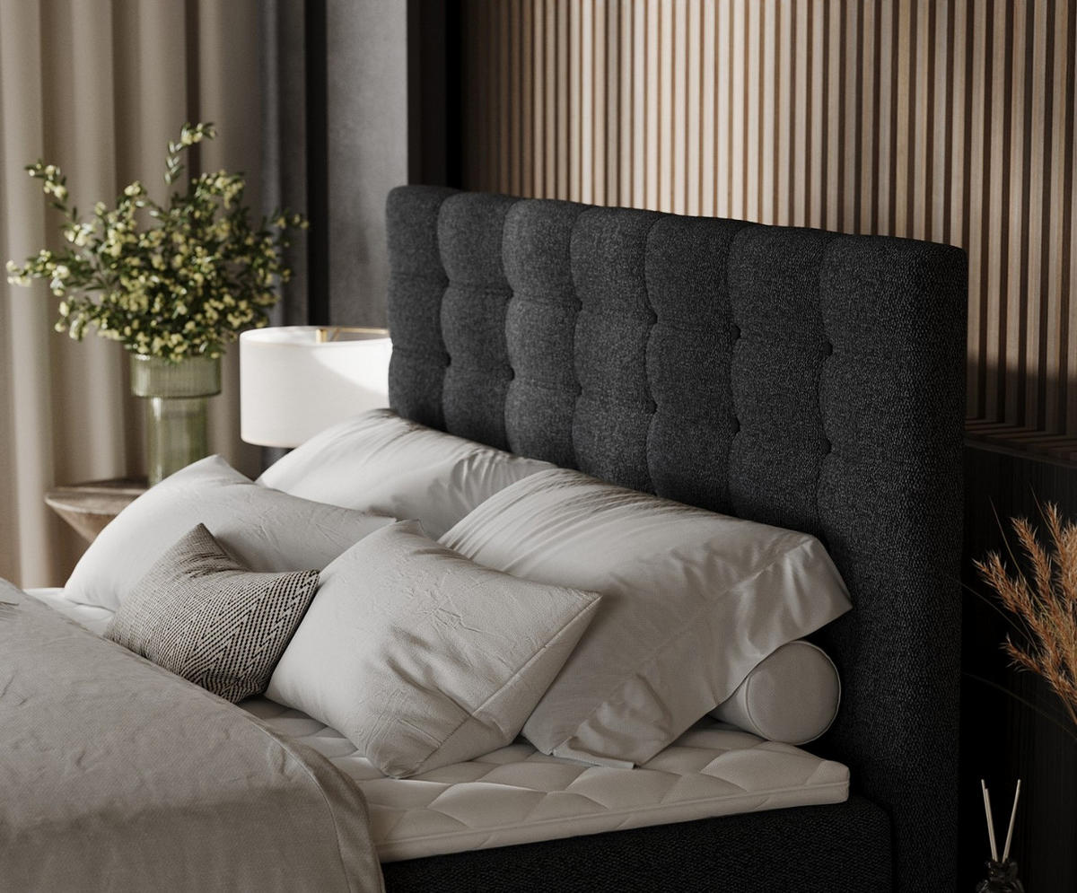 BOXBETT Niro 200/200 cm Anthrazit im Riva Stoff - Anthrazit/Schwarz, Holz/Holzwerkstoff (200/200cm) - AltaBeds