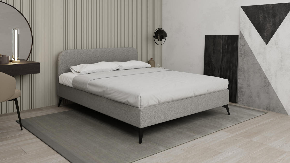 POLSTERBETT Mavilo 160 x 200 cm mit Bettkasten und Lattenrost federkernmatratze 18cm - grau - Grau, Holz (160/200cm) - Panda Möbel
