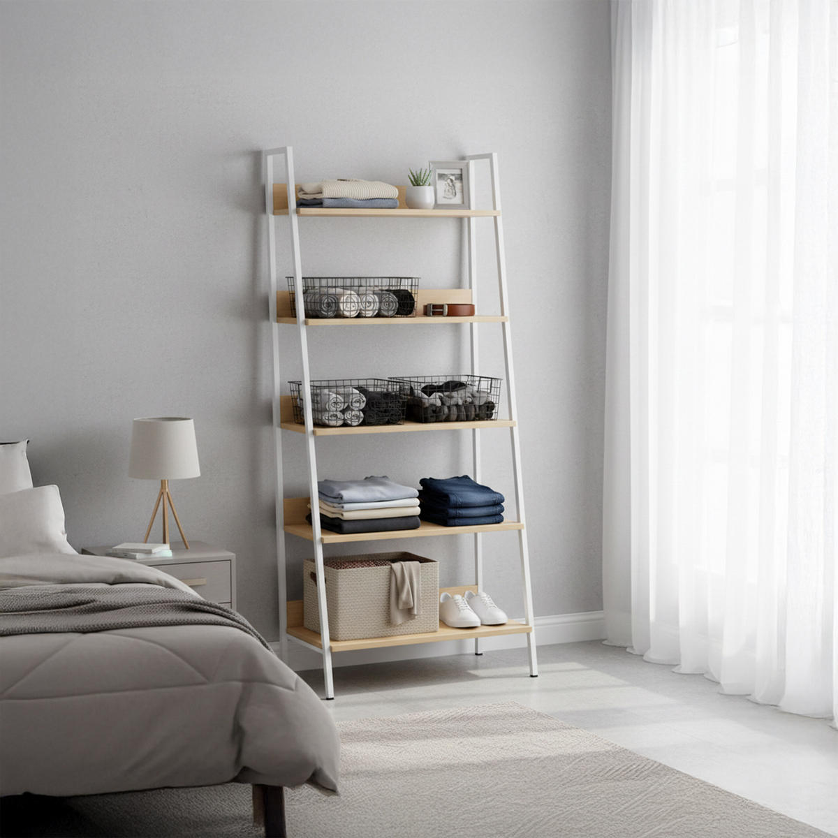 STANDREGAL - Hellbraun, Holzwerkstoff/Metall (60/170/30cm) - Relaxdays