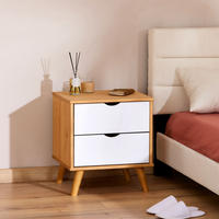 NACHTTISCH COLIMA - Weiß/Kieferfarben, Holz (50/46/40cm) - IDIMEX