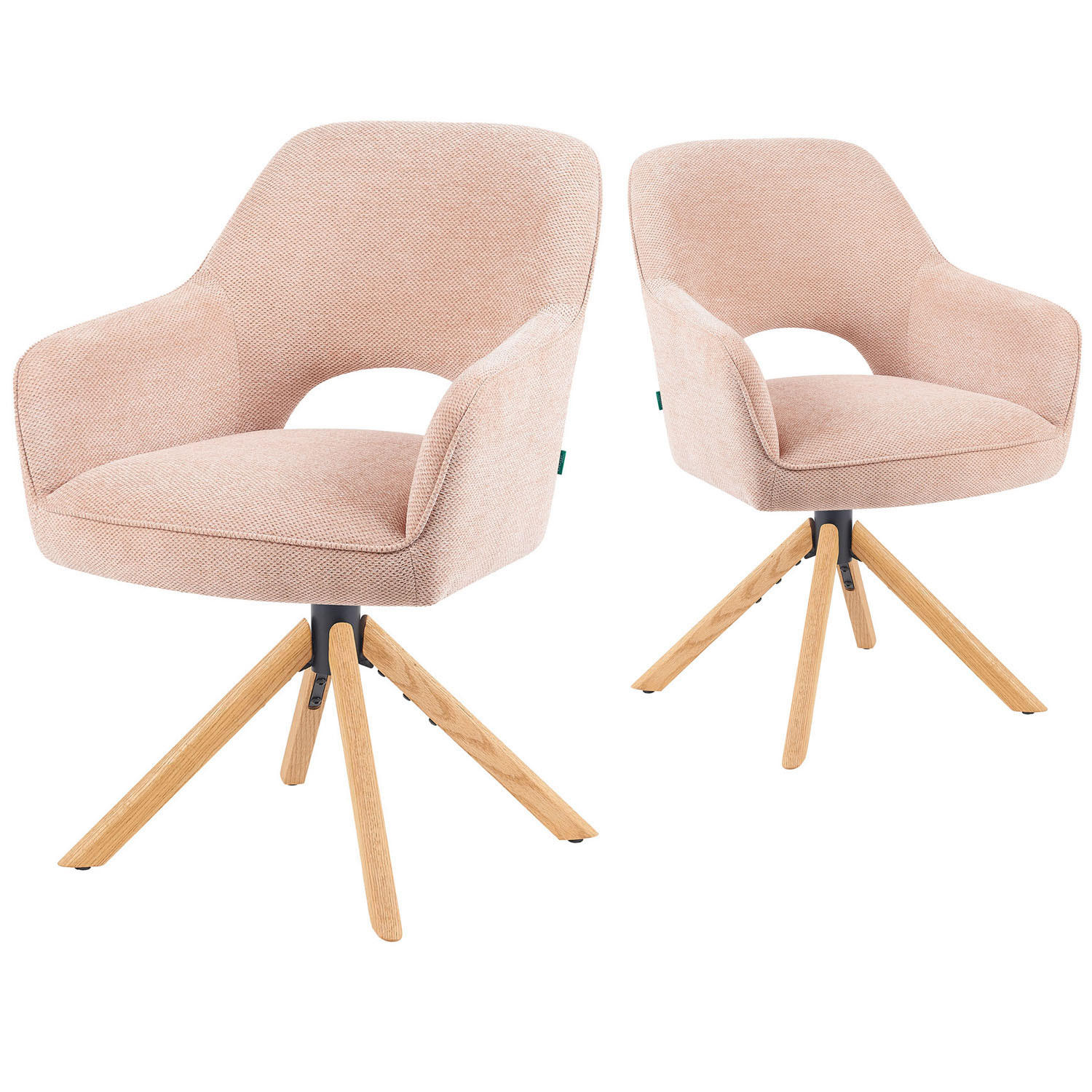 DREHSTUHL Mika-Lara - Honigeiche/Rosa, Eichenholz/Holz (60/87/65cm) - DUBI Möbel