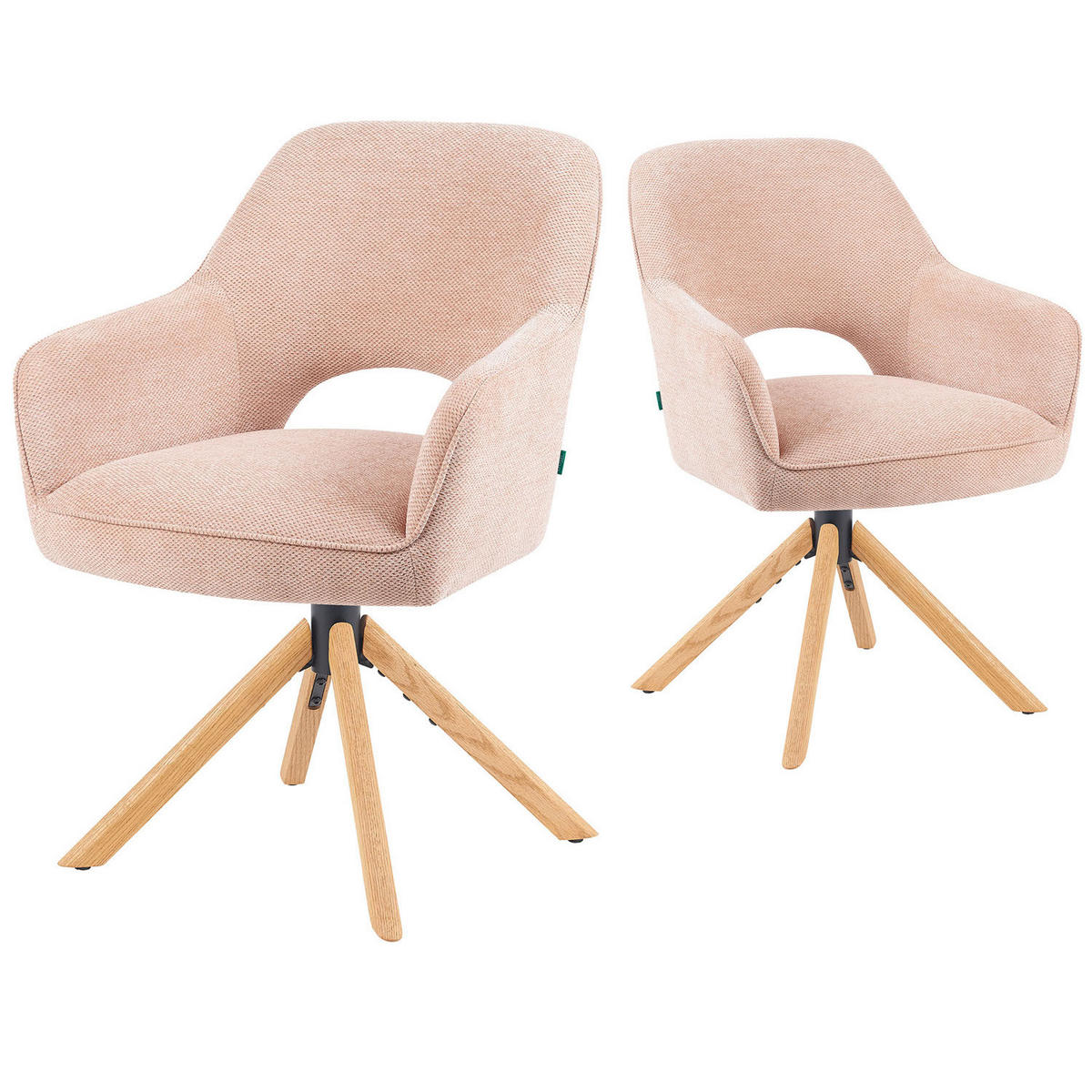 DREHSTUHL Mika-Lara - Honigeiche/Rosa, Eichenholz/Holz (60/87/65cm) - DUBI Möbel
